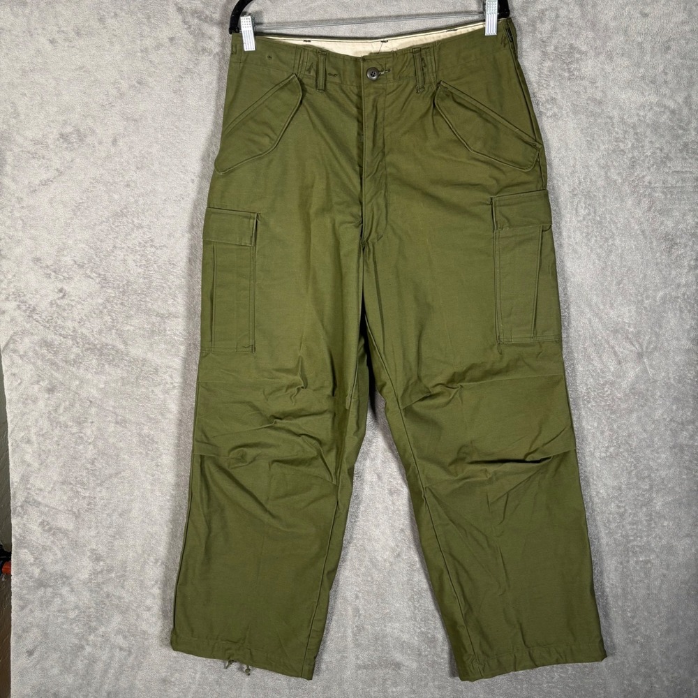 Vintage 1973 US Military M65 Field Cargo Trousers Olive Green M-Reg 34x29 OG-107